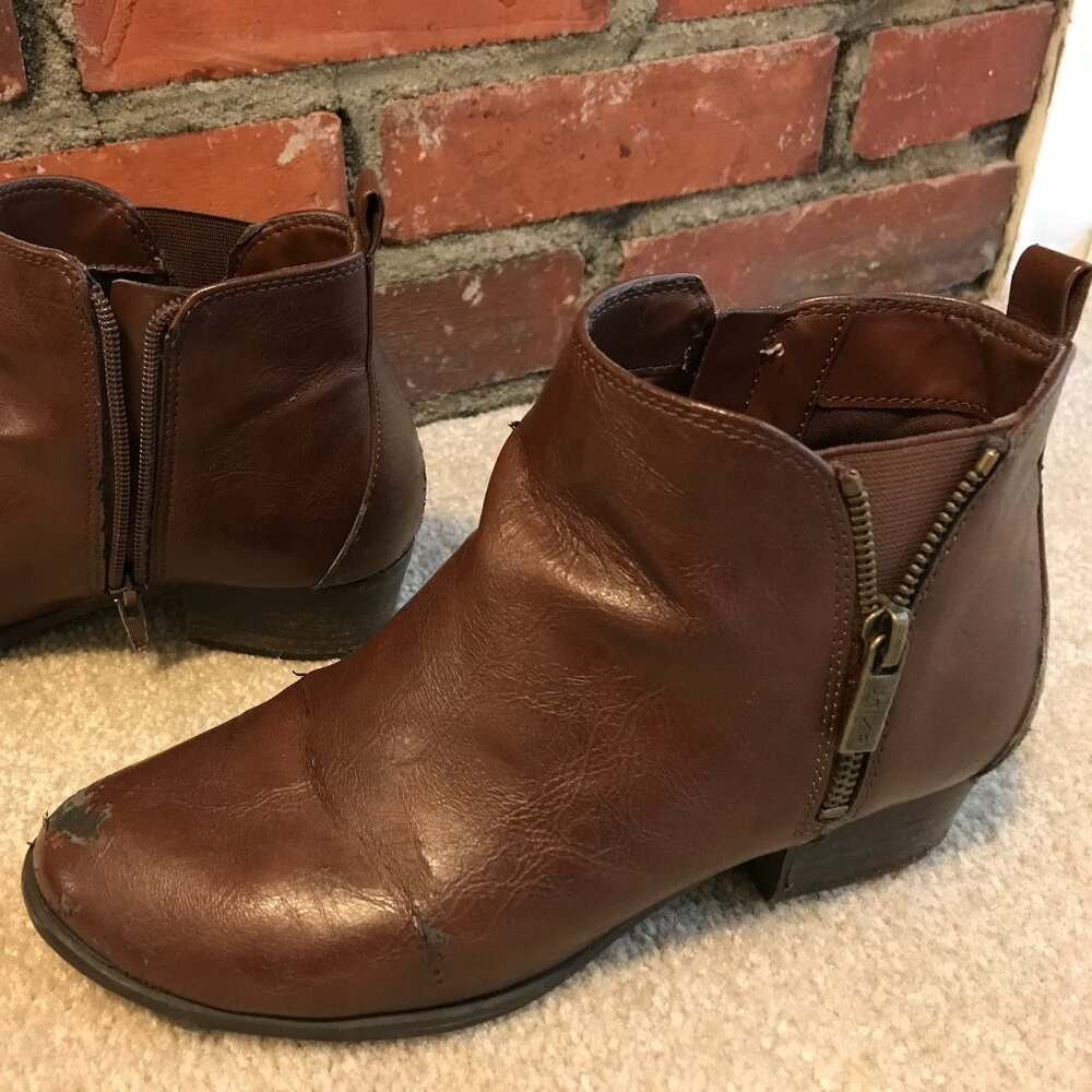 Brown ankle booties, size 7.5